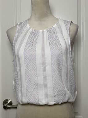 Splendid White and Light Gray / Lilac Striped Sleeveless Crop NWT